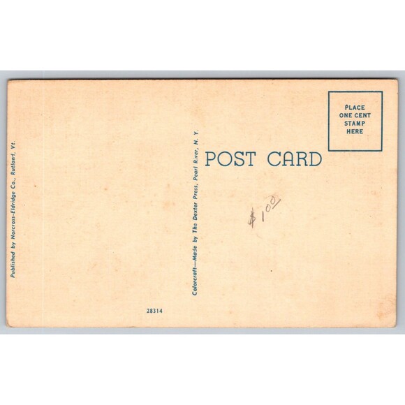 Postcard Vermont Rutland Covered Bridge Linen Unposted c1940s VT - Picture 2 of 2